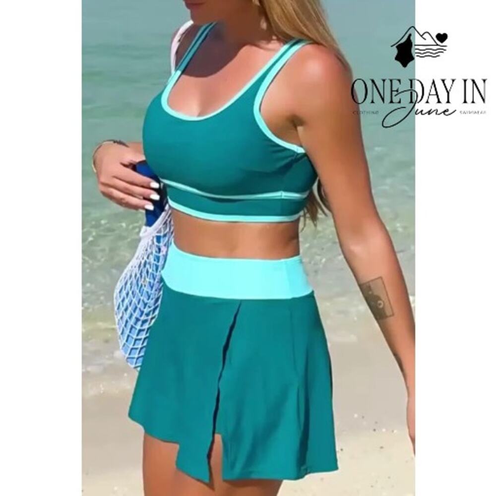 Aleumdr Crop Skirted Bikini Swimsuit Size L